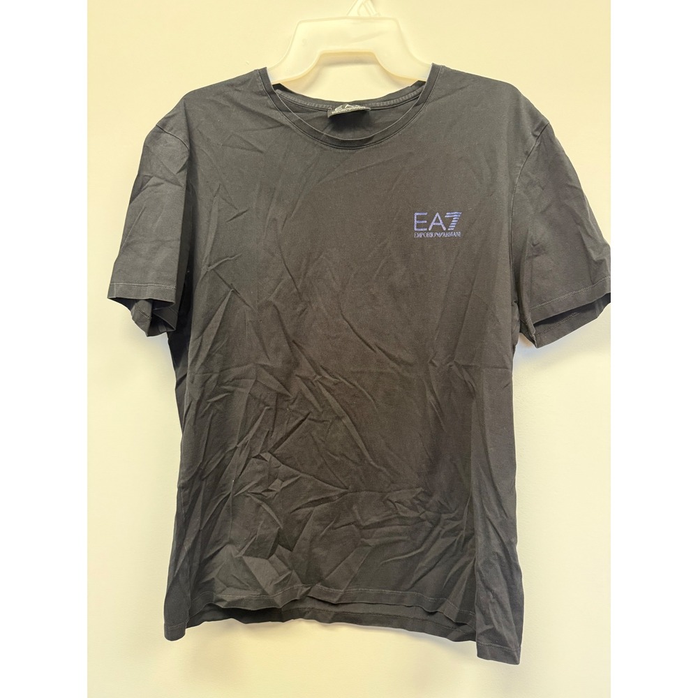 EA7 Emporio Armani Mens Black Short Sleeve Logo T-Shirt Purple Graphic Tee